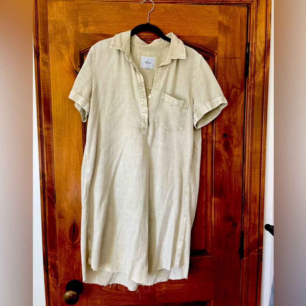 Rails Valerie Dress in Celery/cream Chambray Cotton. Size M